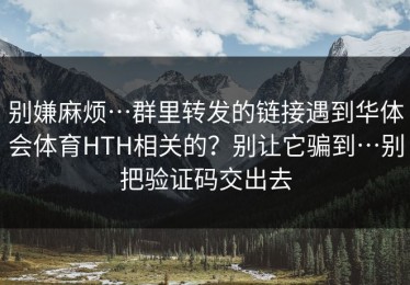 别嫌麻烦…群里转发的链接遇到华体会体育HTH相关的？别让它骗到…别把验证码交出去