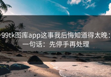 99tk图库app这事我后悔知道得太晚：一句话：先停手再处理