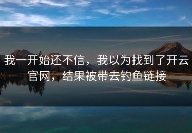 我一开始还不信，我以为找到了开云官网，结果被带去钓鱼链接