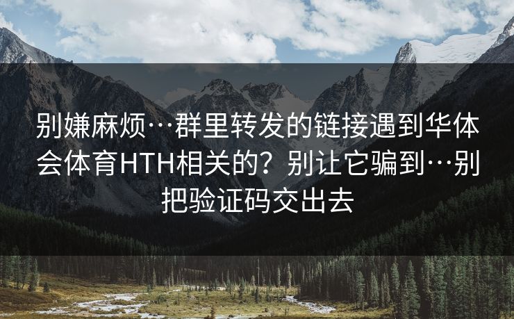 别嫌麻烦…群里转发的链接遇到华体会体育HTH相关的？别让它骗到…别把验证码交出去