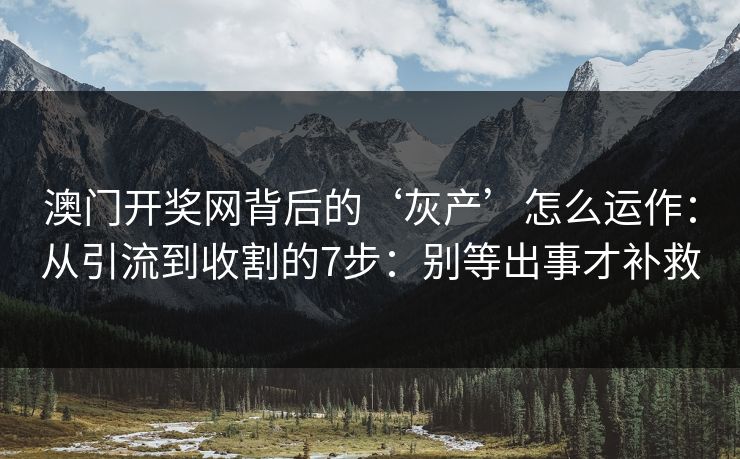 澳门开奖网背后的‘灰产’怎么运作:从引流到收割的7步:别等出事才补救 澳门开奖网背后的‘灰产’怎么运作:从引流到收割的7步:别等出事才补救