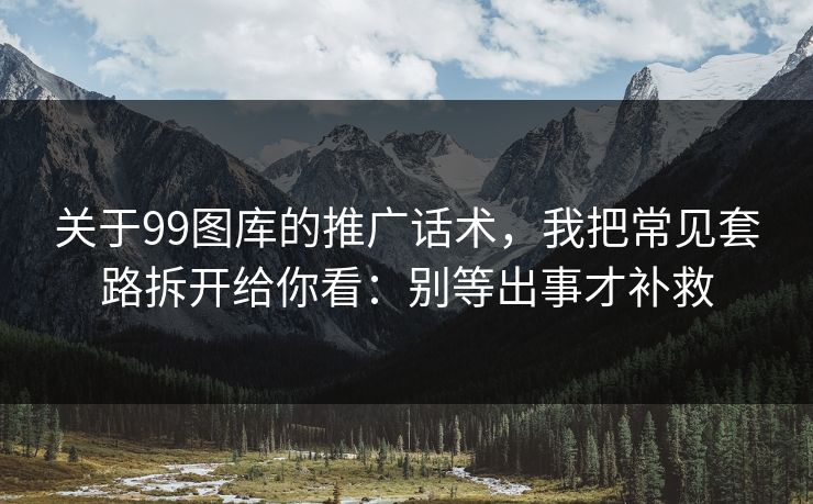 关于99图库的推广话术,我把常见套路拆开给你看:别等出事才补救 关于99图库的推广话术,我把常见套路拆开给你看:别等出事才补救